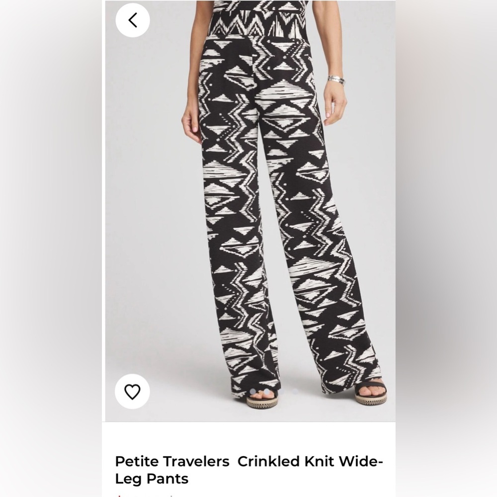 CHICO’S Monochrome Patterned Wide Leg Pants